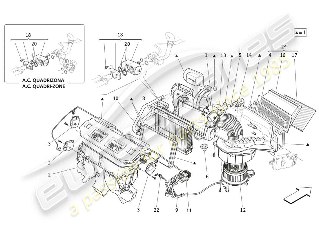 maserati quattroporte (2018) a/c unit: dashboard devices part diagram