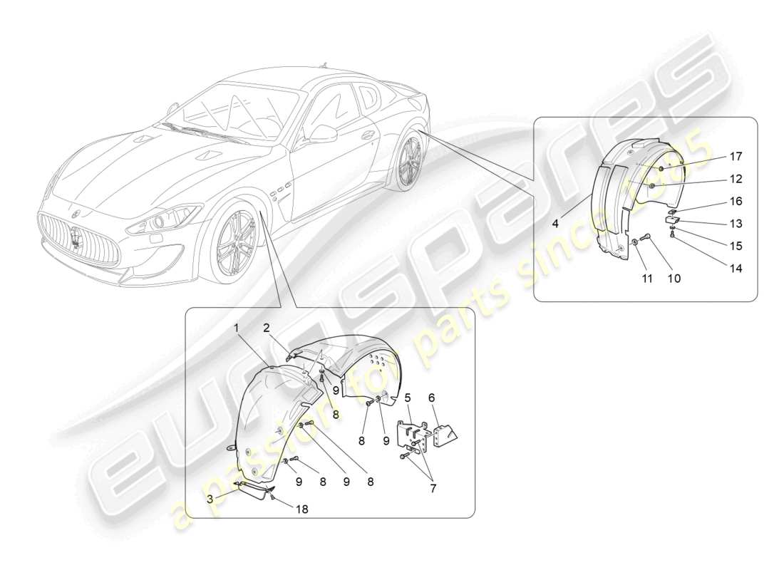 maserati granturismo mc stradale (2012) wheelhouse and lids part diagram