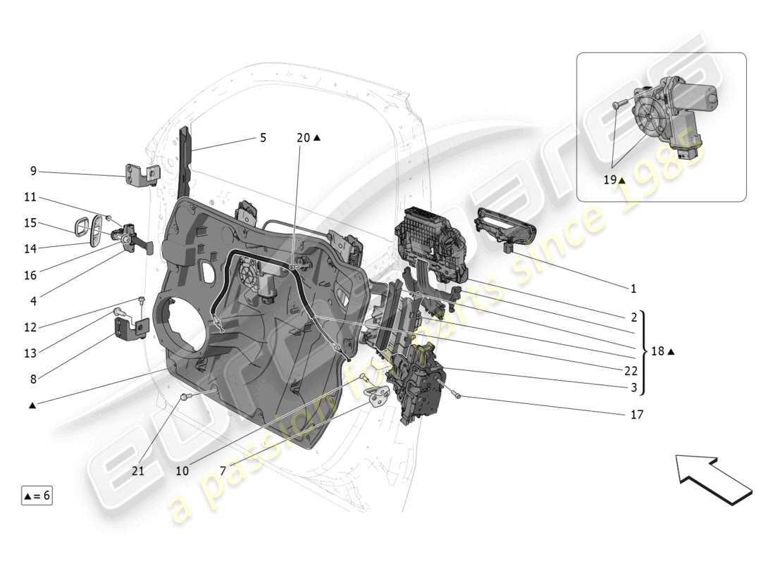 maserati grecale trofeo (2023) front doors: mechanisms part diagram