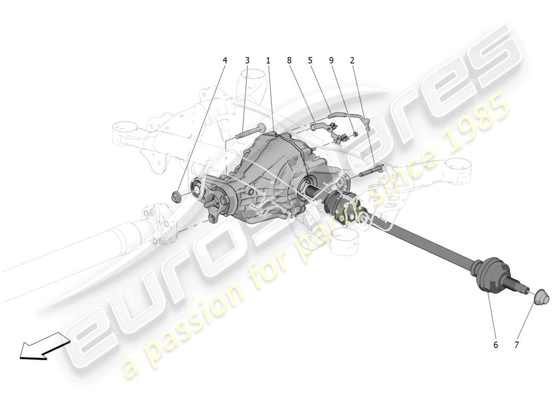 maserati grecale modena (2023) differential and rear axle shafts parts diagram