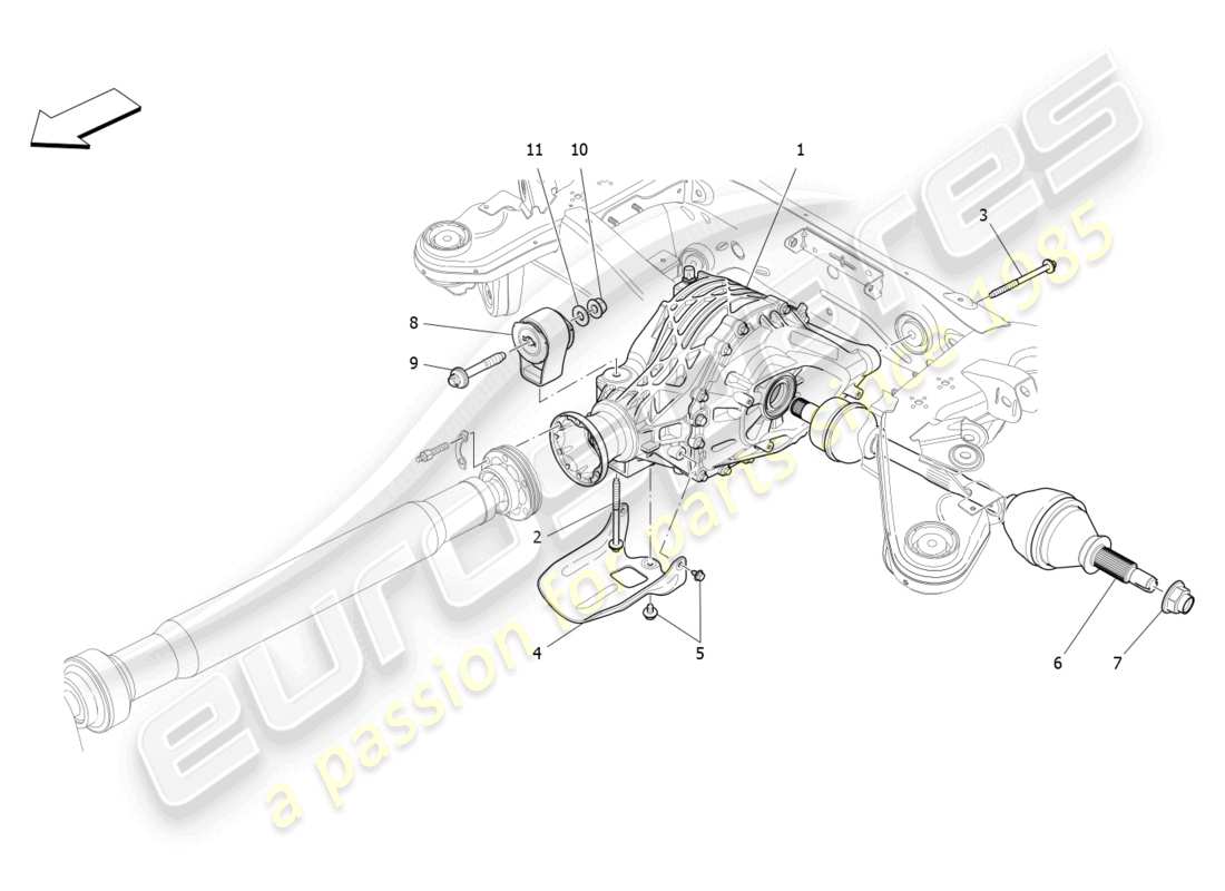 maserati quattroporte (2018) differential and rear axle shafts part diagram