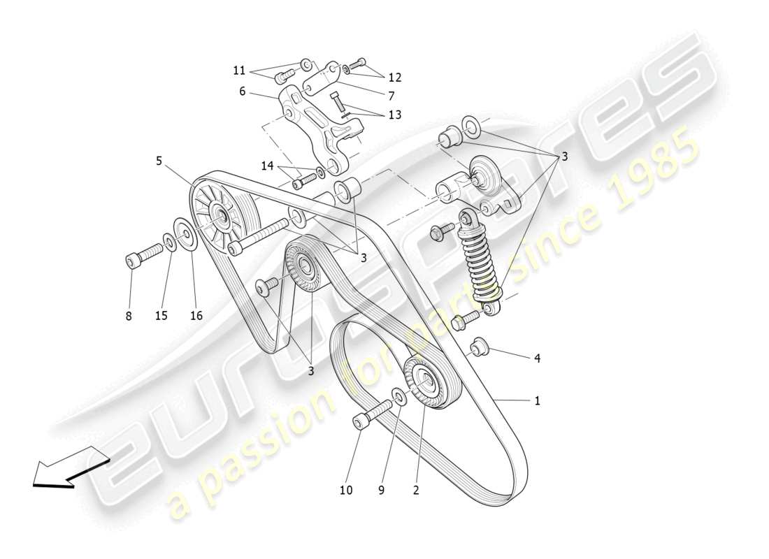 maserati levante gts (2020) auxiliary device belts part diagram