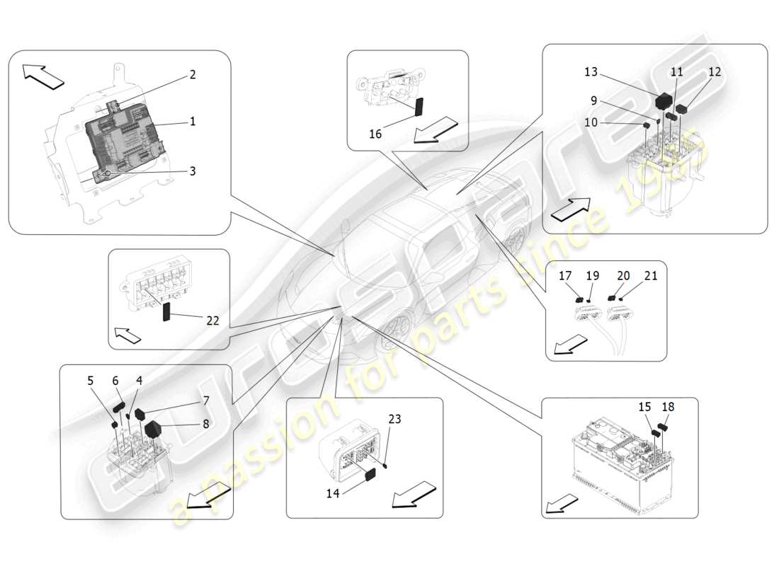 maserati mc20 cielo (2023) relays, fuses and boxes part diagram