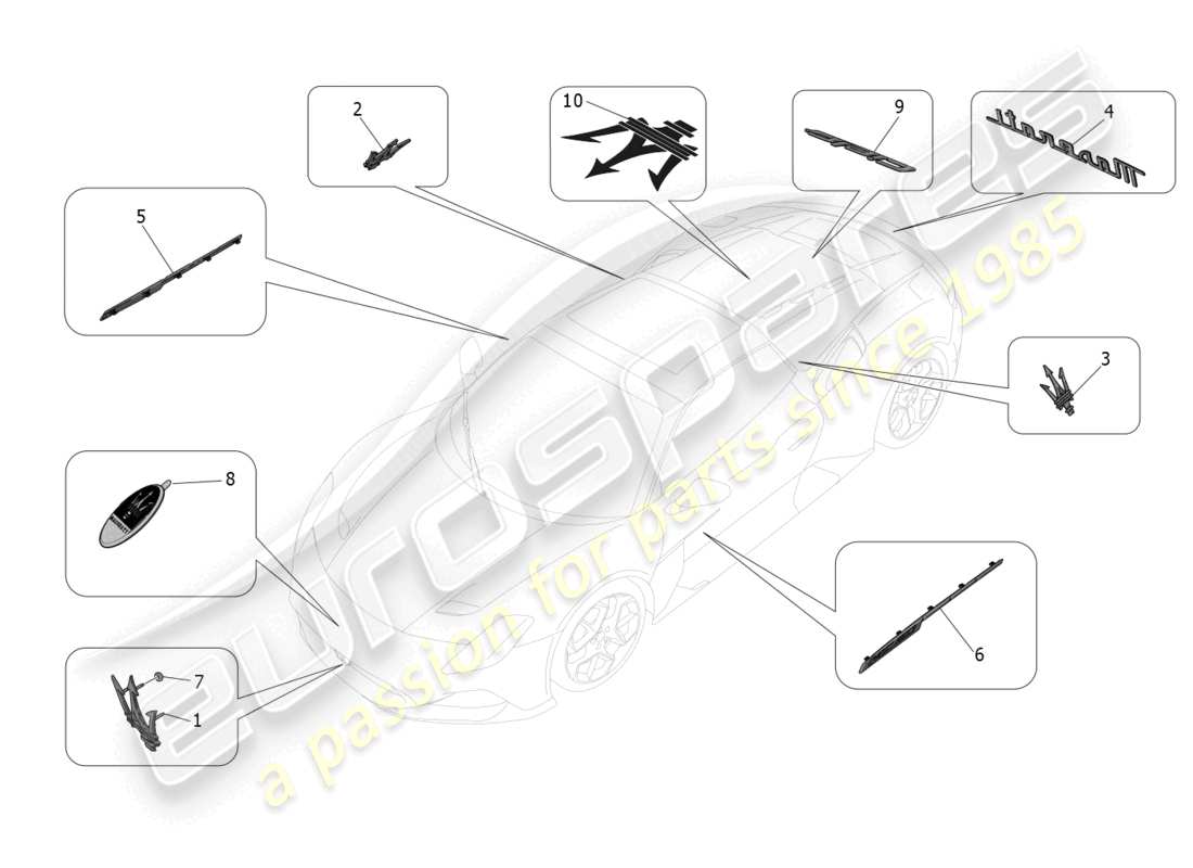 maserati mc20 cielo (2023) trims, brands and symbols part diagram