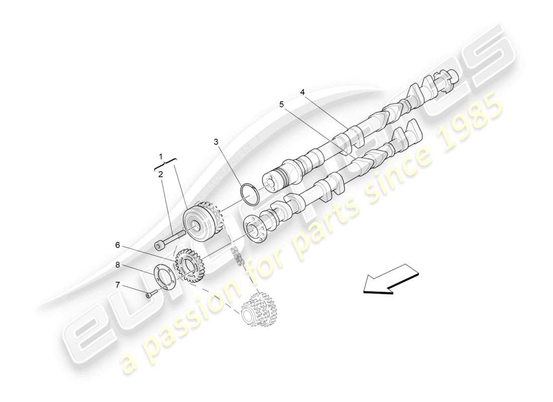 maserati granturismo mc stradale (2011) rh cylinder head camshafts parts diagram