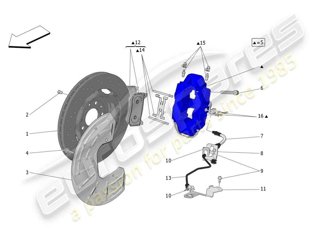 maserati grecale trofeo (2023) braking devices on rear wheels part diagram