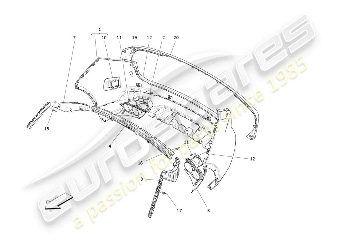 maserati levante trofeo (2020) rear bumper part diagram