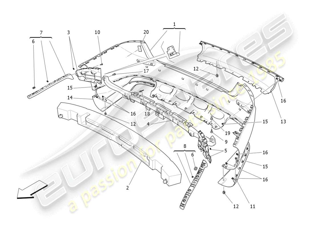 maserati ghibli (2014) rear bumper part diagram