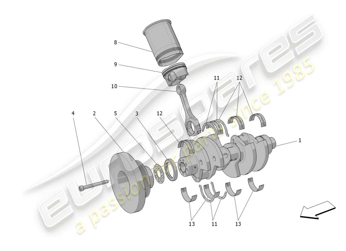 maserati grecale trofeo (2023) crank mechanism part diagram