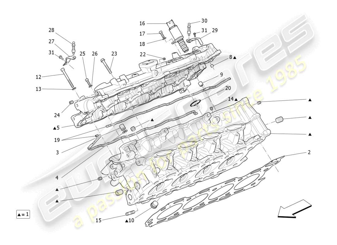 maserati levante gts (2020) rh cylinder head part diagram