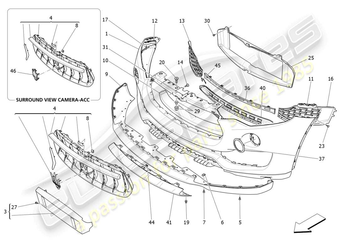 maserati levante (2019) front bumper part diagram