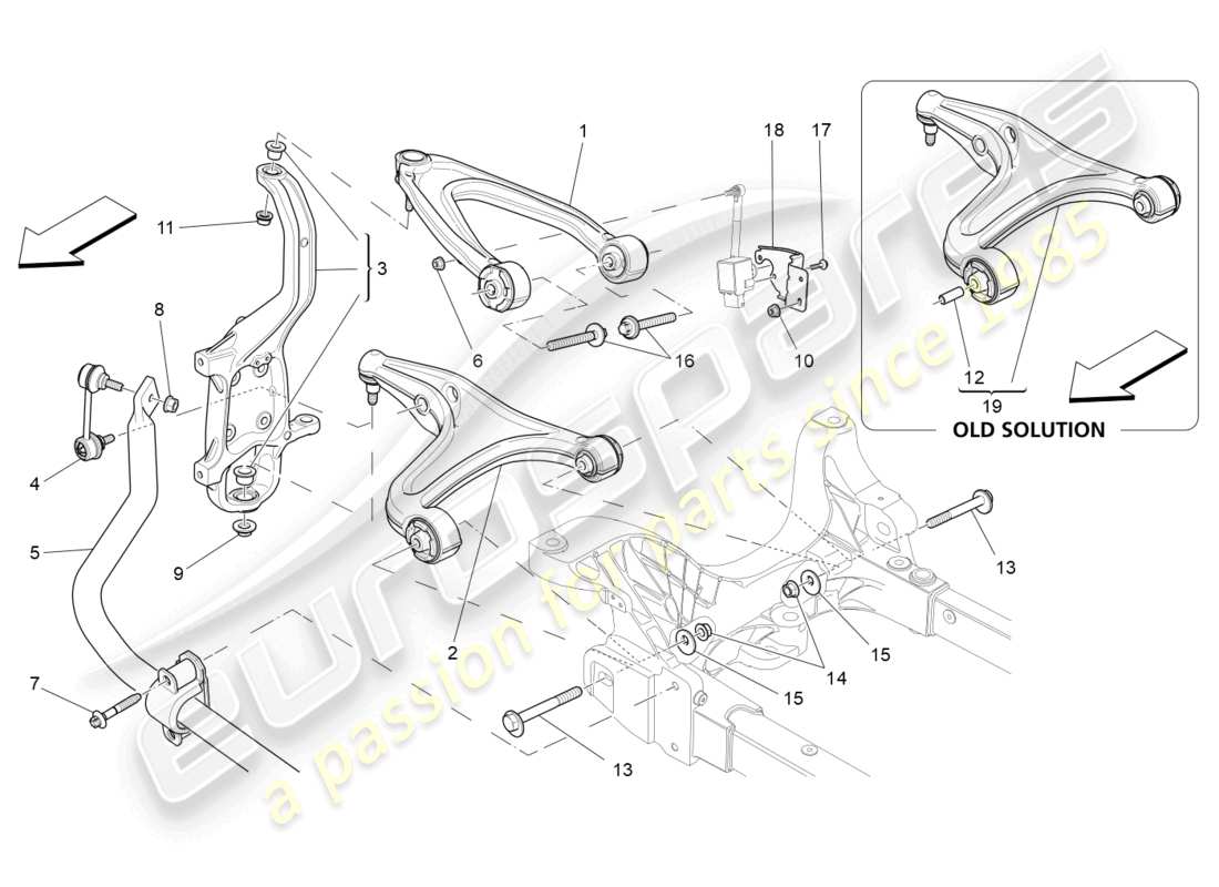 maserati ghibli fragment (2022) front suspension part diagram