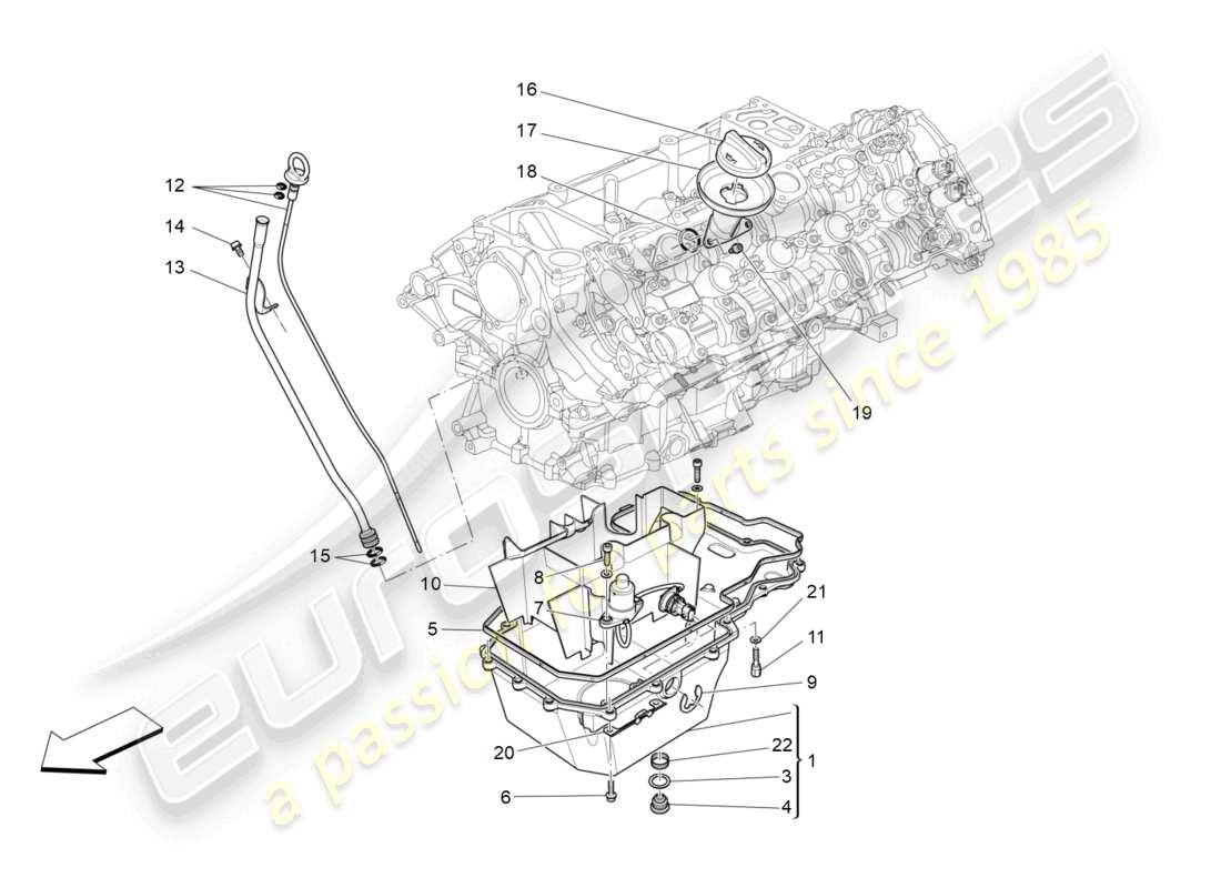 maserati quattroporte (2018) lubrication system: circuit and collection part diagram