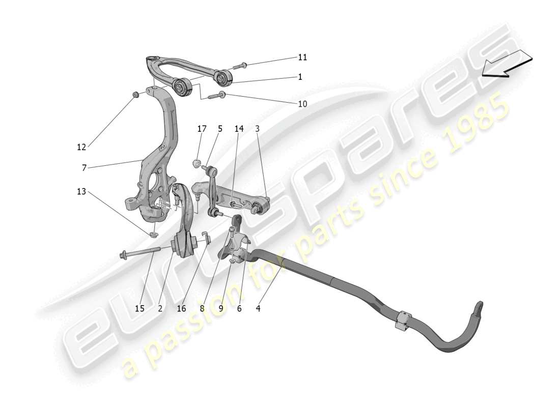 maserati grecale modena (2023) front suspension parts diagram