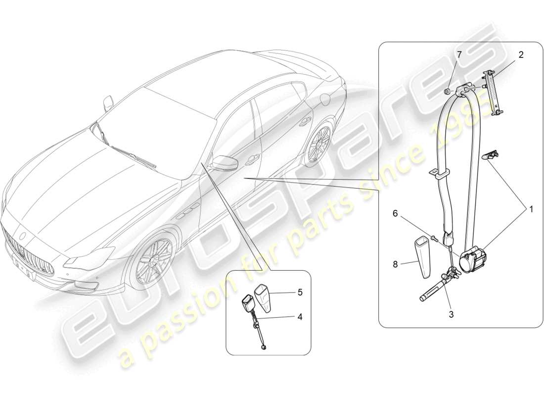 maserati quattroporte (2018) front seatbelts part diagram