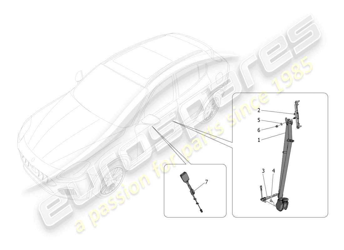 maserati grecale modena (2023) front seatbelts parts diagram