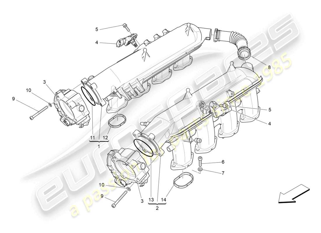 maserati levante gts (2020) intake manifold and throttle body part diagram