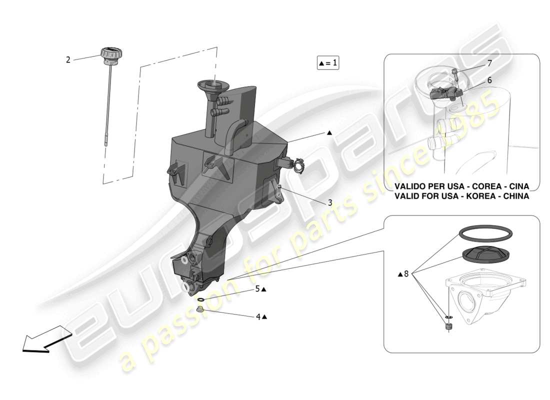 maserati mc20 cielo (2023) lubrication system: circuit and collection part diagram