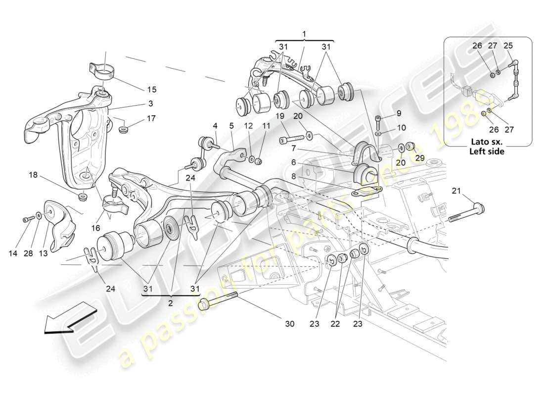 maserati grancabrio mc (2013) front suspension part diagram