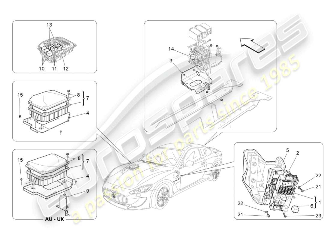 maserati granturismo mc stradale (2013) relays, fuses and boxes part diagram