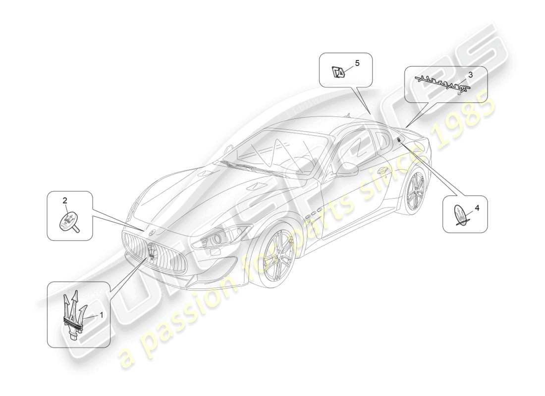 maserati granturismo mc stradale (2013) trims, brands and symbols part diagram