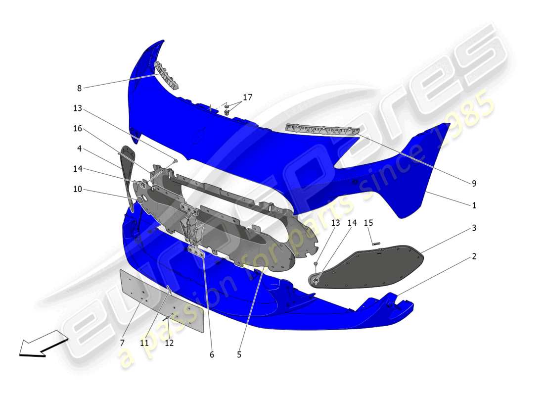 maserati mc20 cielo (2023) front bumper part diagram