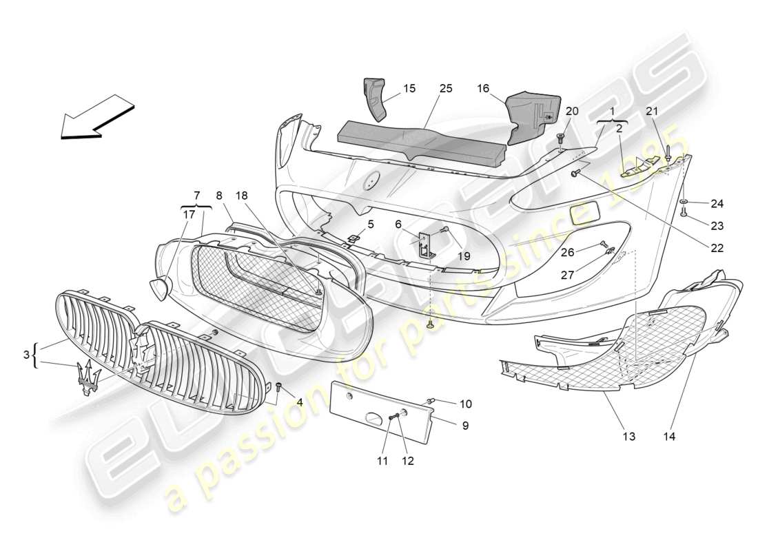 maserati grancabrio mc (2013) front bumper part diagram