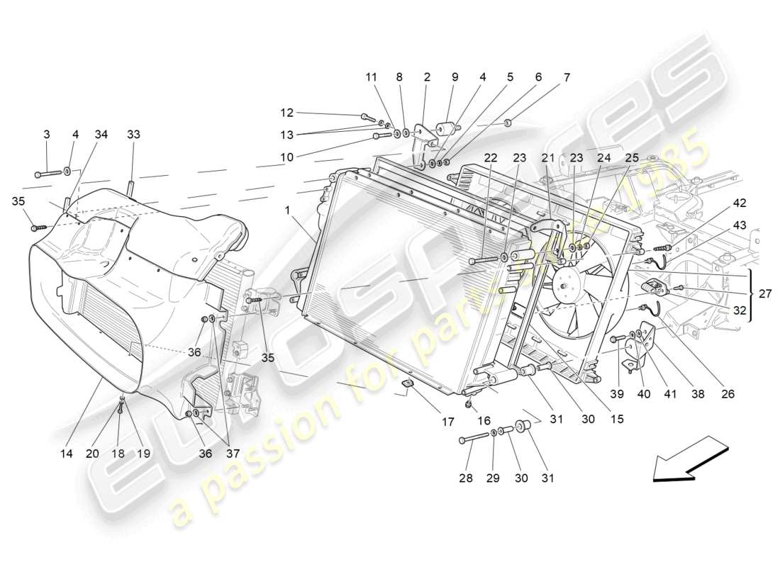 maserati grancabrio mc (2013) cooling: air radiators and ducts part diagram