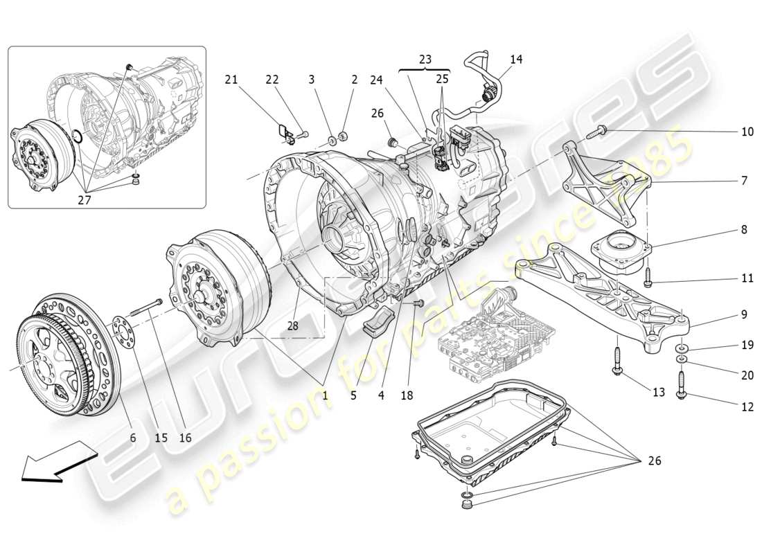 maserati quattroporte (2018) gearbox housings part diagram