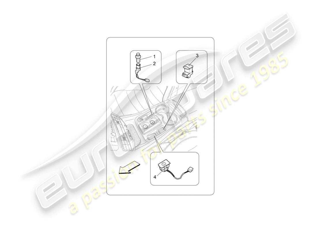 maserati granturismo mc stradale (2013) centre console devices part diagram