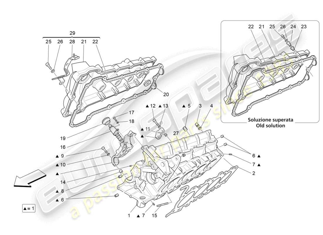 maserati granturismo mc stradale (2011) rh cylinder head parts diagram