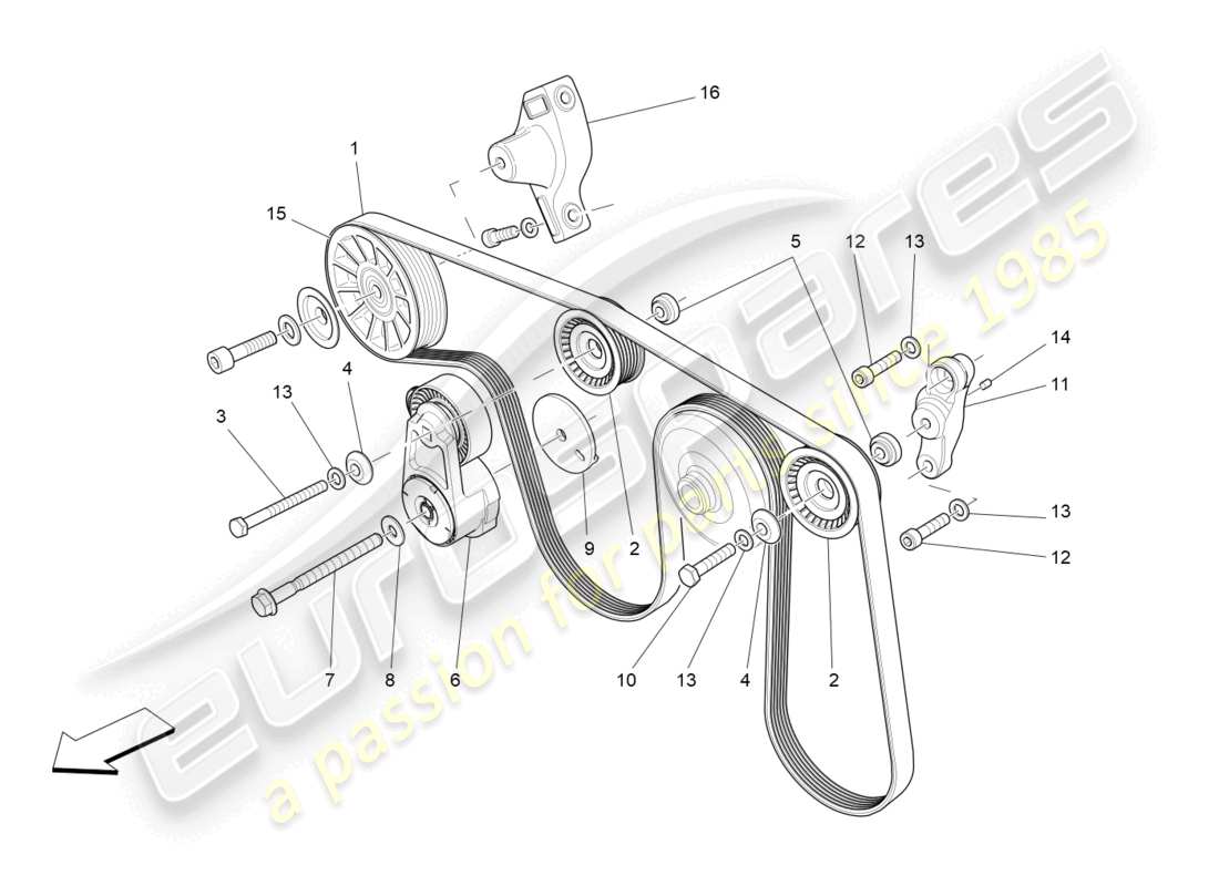 maserati ghibli (2018) auxiliary device belts part diagram