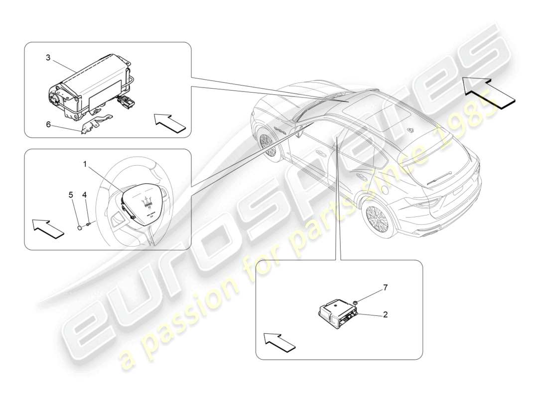 maserati levante zenga (2020) front airbag system part diagram