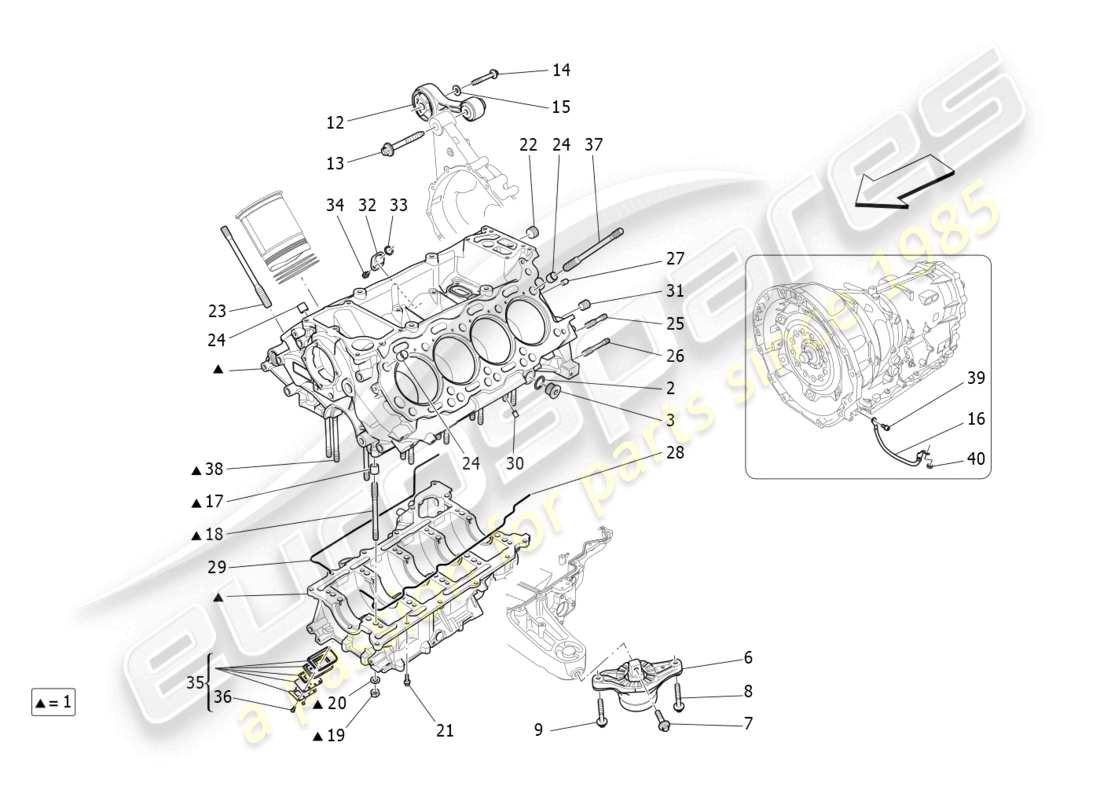 maserati levante gts (2020) crankcase part diagram