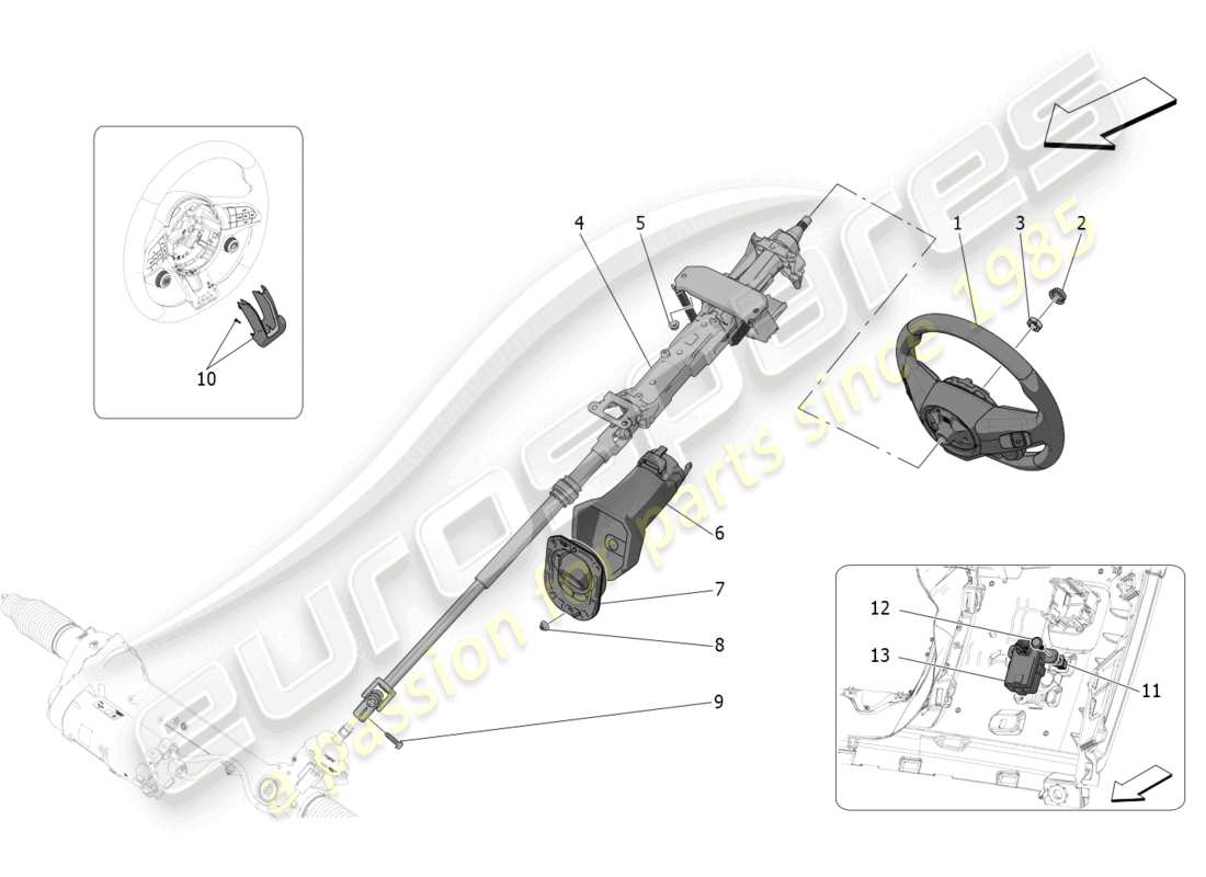 maserati grecale trofeo (2023) steering column and steering wheel unit part diagram