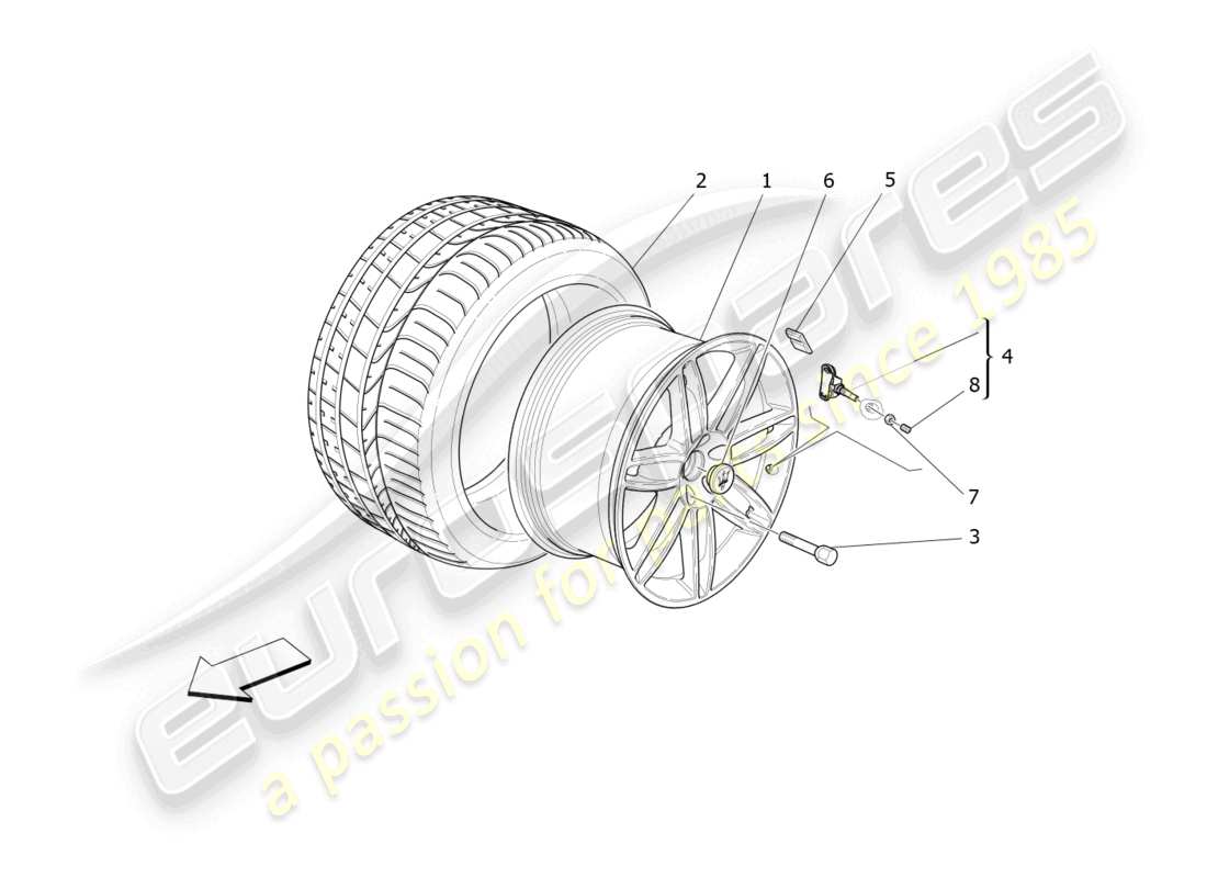 maserati quattroporte (2018) wheels and tyres part diagram