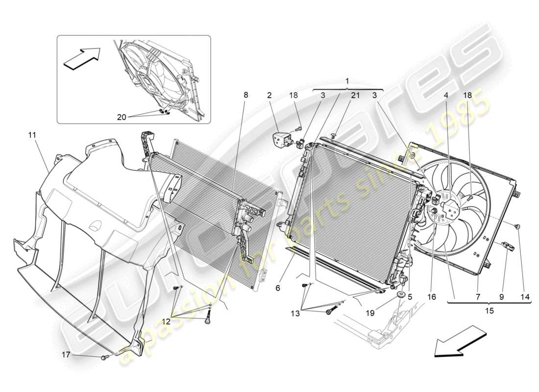 maserati ghibli (2016) cooling: air radiators and ducts part diagram