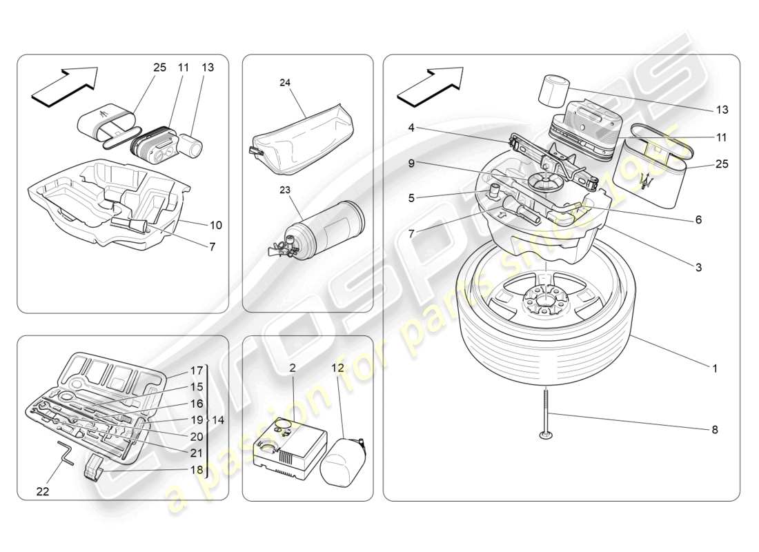 maserati ghibli (2014) standard provided part diagram