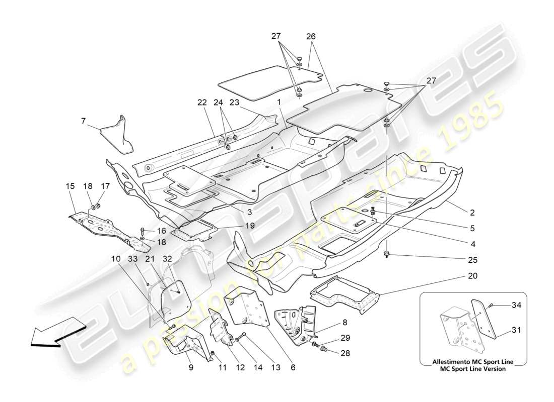 maserati granturismo mc stradale (2013) passenger compartment mats part diagram