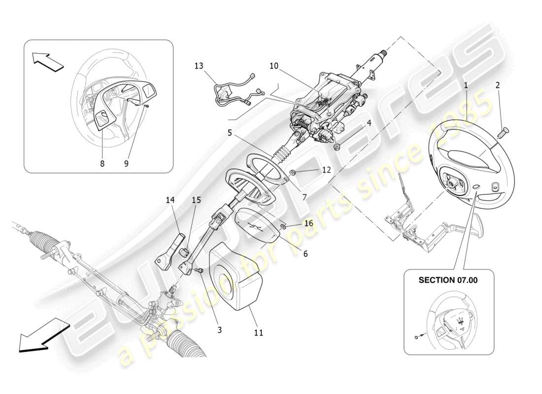 maserati ghibli (2014) steering column and steering wheel unit part diagram