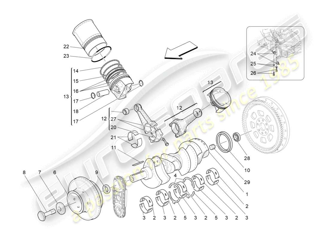 maserati granturismo mc stradale (2013) crank mechanism part diagram