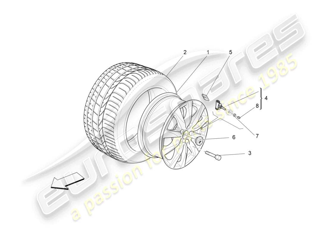 maserati levante (2017) wheels and tyres parts diagram