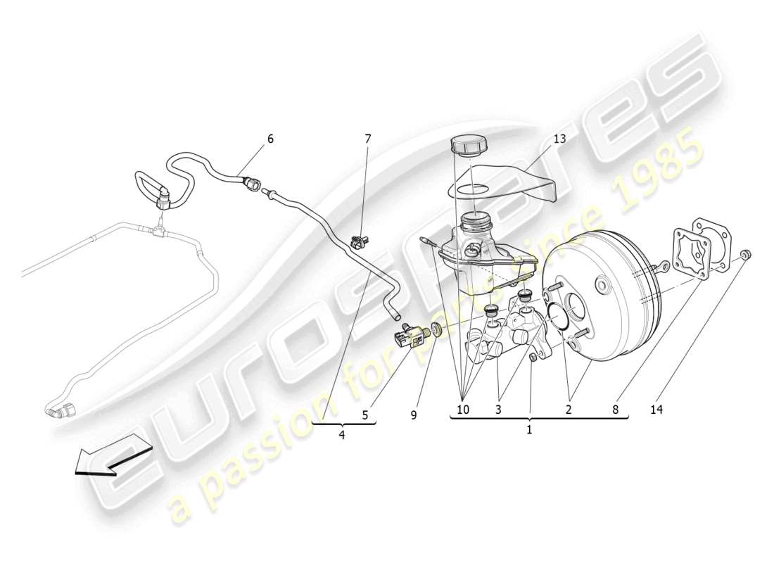 maserati quattroporte (2018) brake servo system part diagram