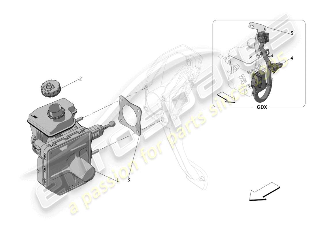 maserati grecale modena (2023) brake servo system parts diagram