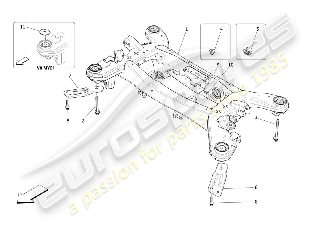 maserati quattroporte (2018) rear chassis part diagram