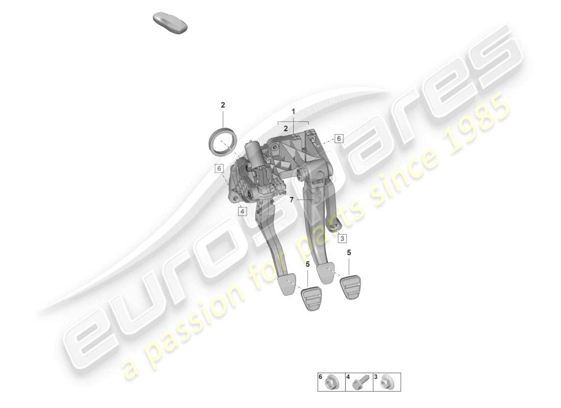 porsche 992 gt3/rs/st (2021 - 9j1) brake and clutch pedals cluster 6-speed manual transmission part diagram