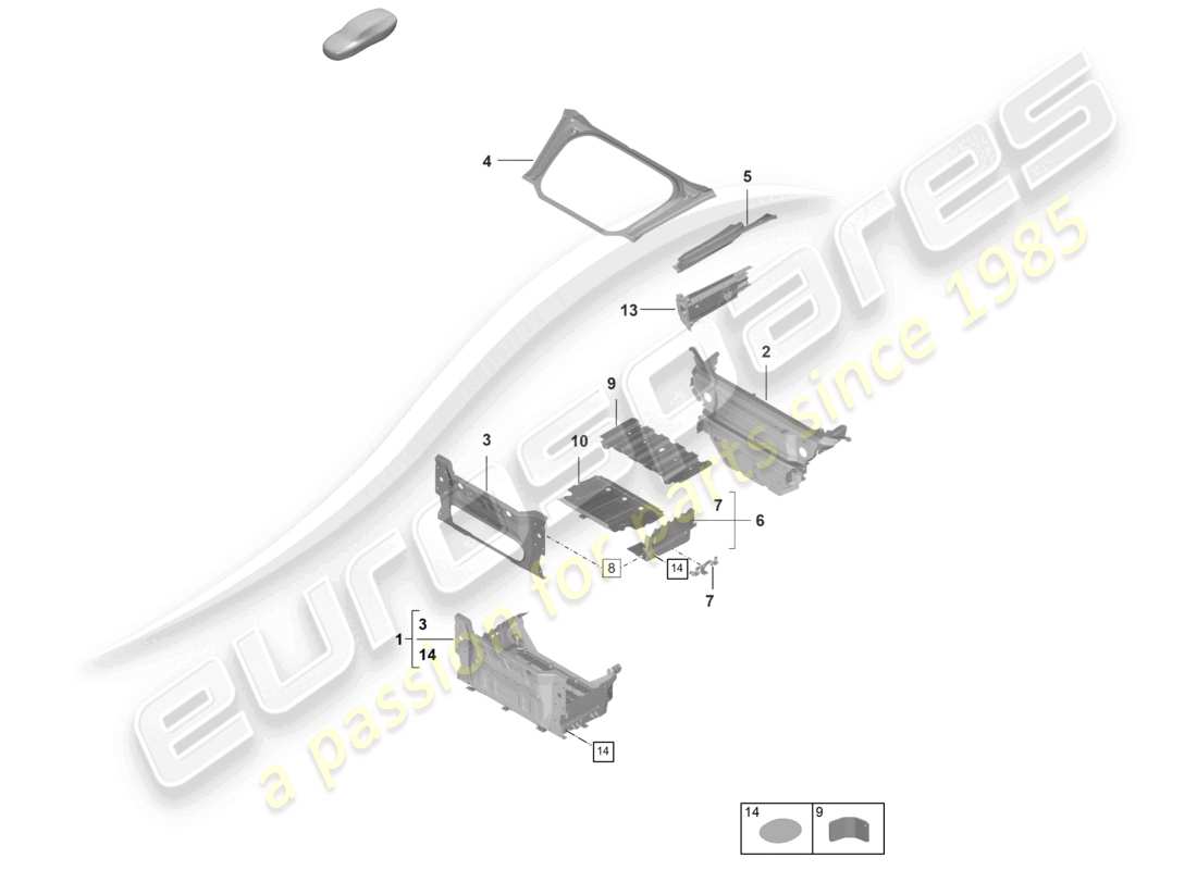 porsche 992 gt3/rs/st (2021 - 9j1) front end boot floor plate individual parts gt3rs part diagram