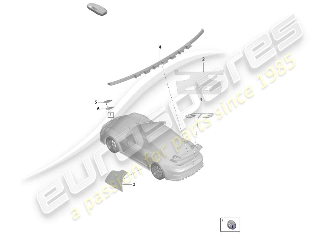 porsche 992 gt3/rs/st (2021 - 9j1) inscriptions/lettering part diagram