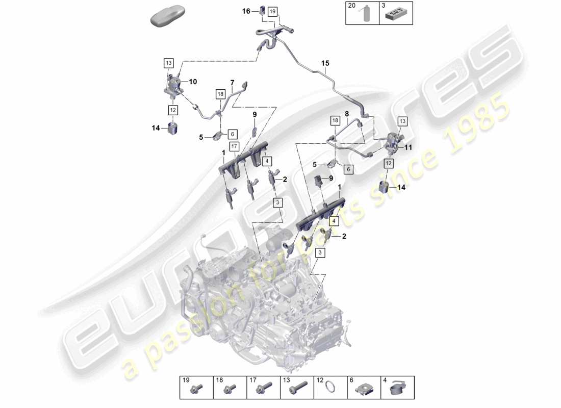 porsche 992 gt3/rs/st (2021 - 9j1) injection system high pressure pump high-pressure injector part diagram