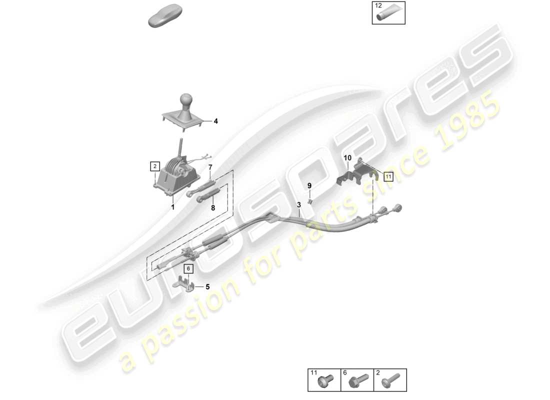 porsche 992 gt3/rs/st (2021 - 9j1) selector mechanism 7-speed manual transmission part diagram